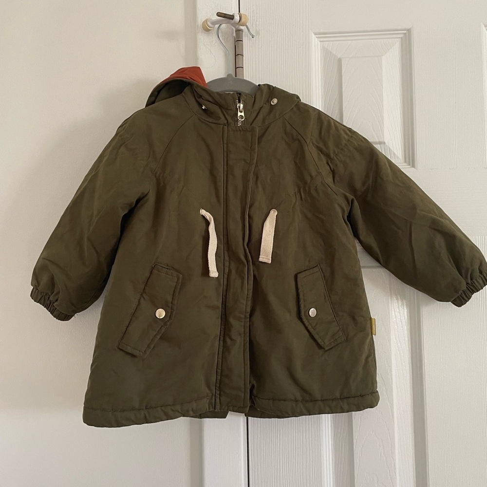Zara Kids Boys Green Winter Jacket Coat Parka FUR COLLAR NOT INCLUDED - Picture 2 of 6